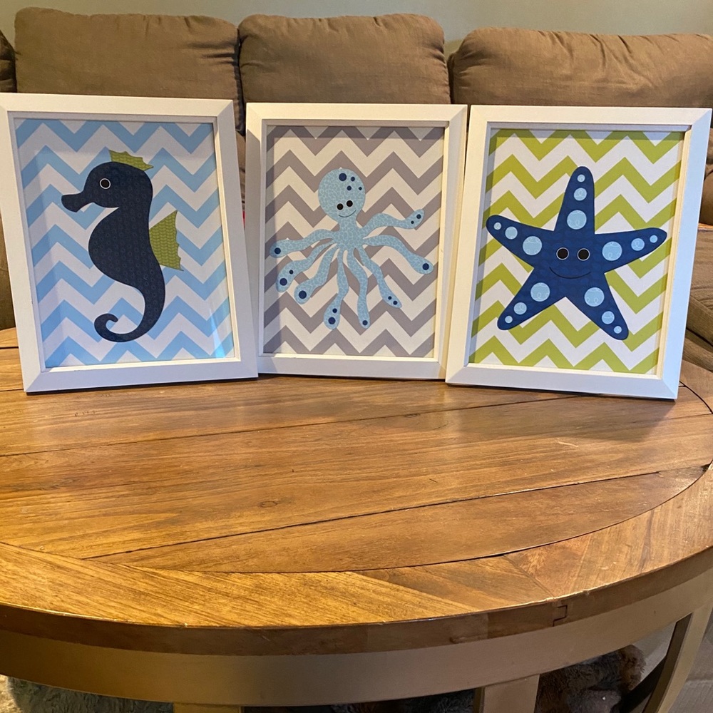 Baby boy nursery decor. Frames included